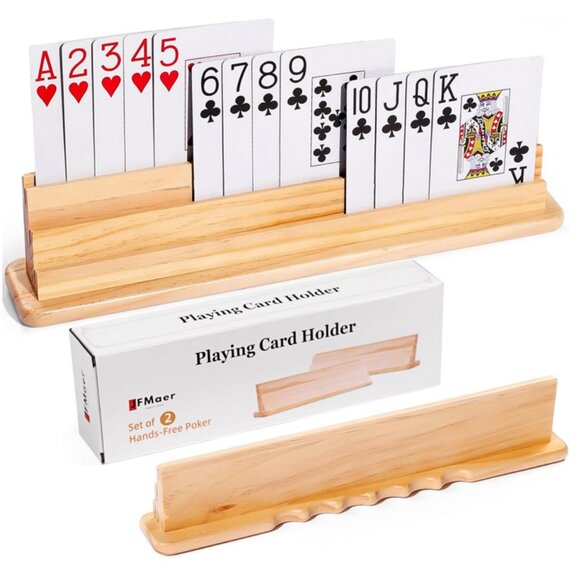 Card Holders for Playing Cards, Wooden Playing Card Holder, 2 Pcs. - Picture 1 of 13